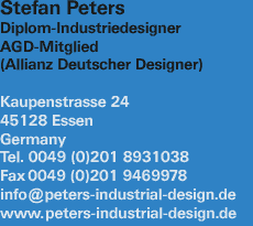 Peters Industrial Design Rosenheimer str. 42, 81669 München, Tel. +49 (0)89 44218620 Fax +49(0)89 44140688